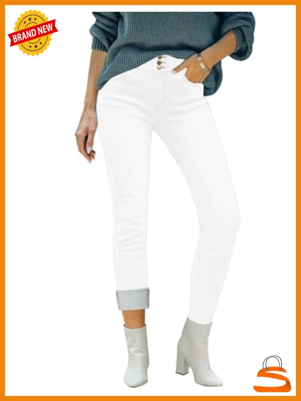 Fleece Lined Skinny Jeggings High Waisted Stretch Warm Thermal Denim Jeans